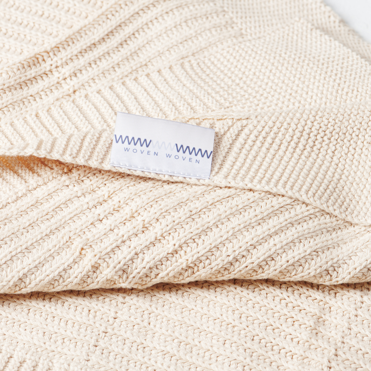💈 Certified Organic Cotton Ribbed Baby Blanket Cream Beige