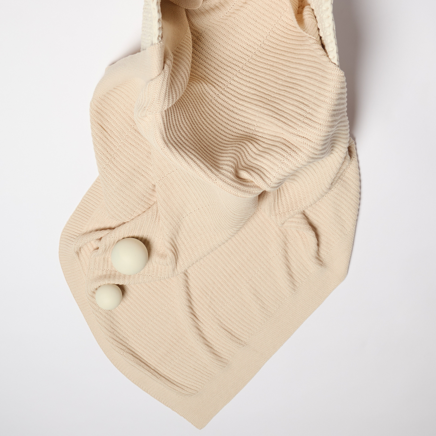 💈 Certified Organic Cotton Ribbed Baby Blanket Cream Beige