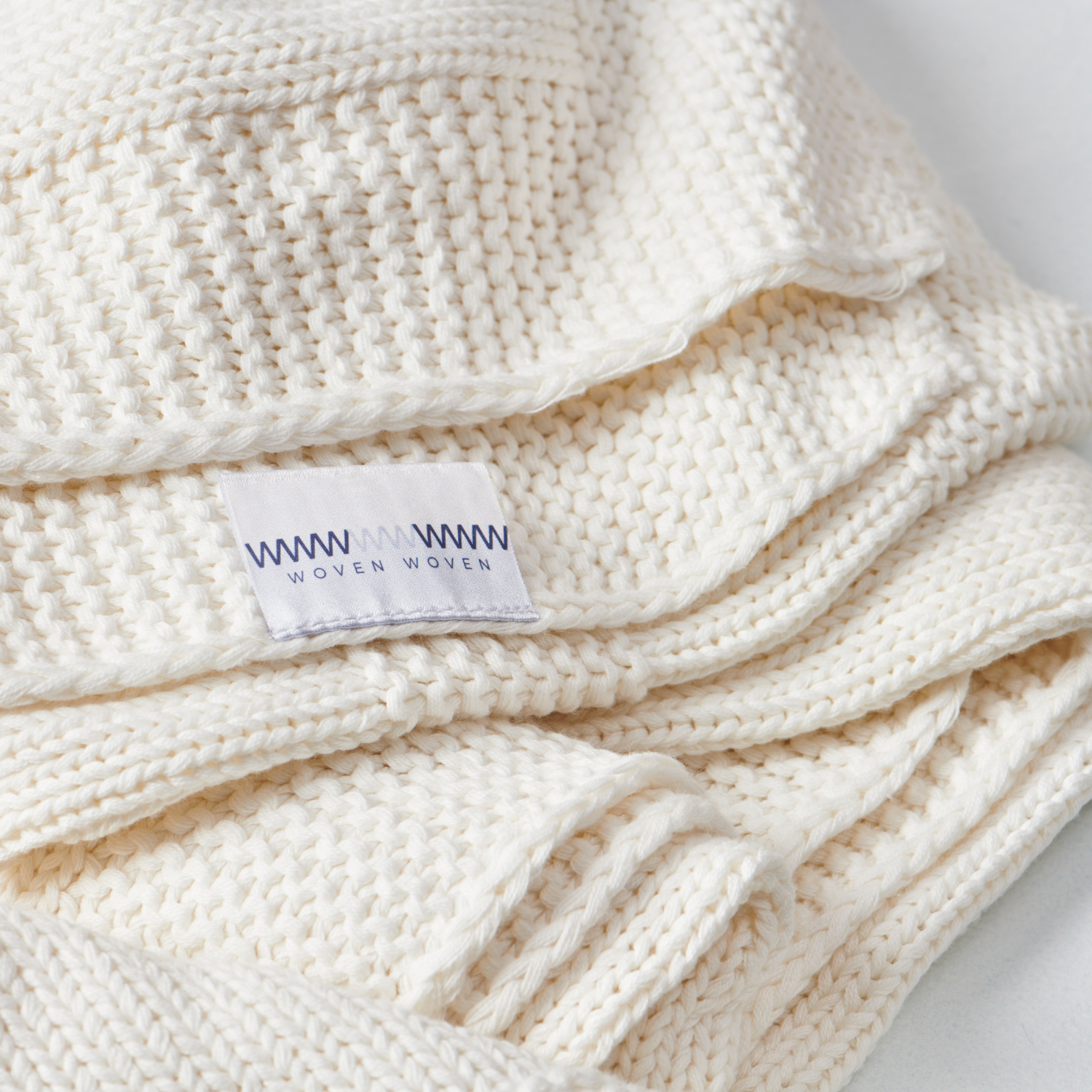 🍼 Cotton Chunky Knit Baby Blanket White