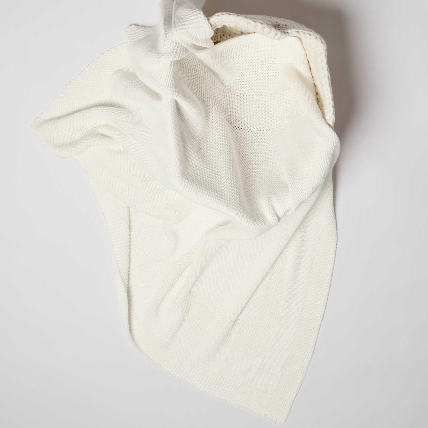 🍼 Cotton Chunky Knit Baby Blanket White