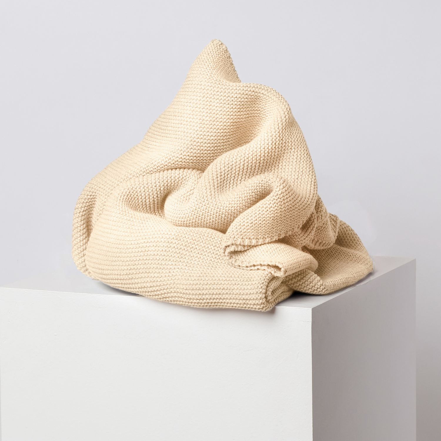 🥐 Cotton Classic Knitted Baby Blanket Sand