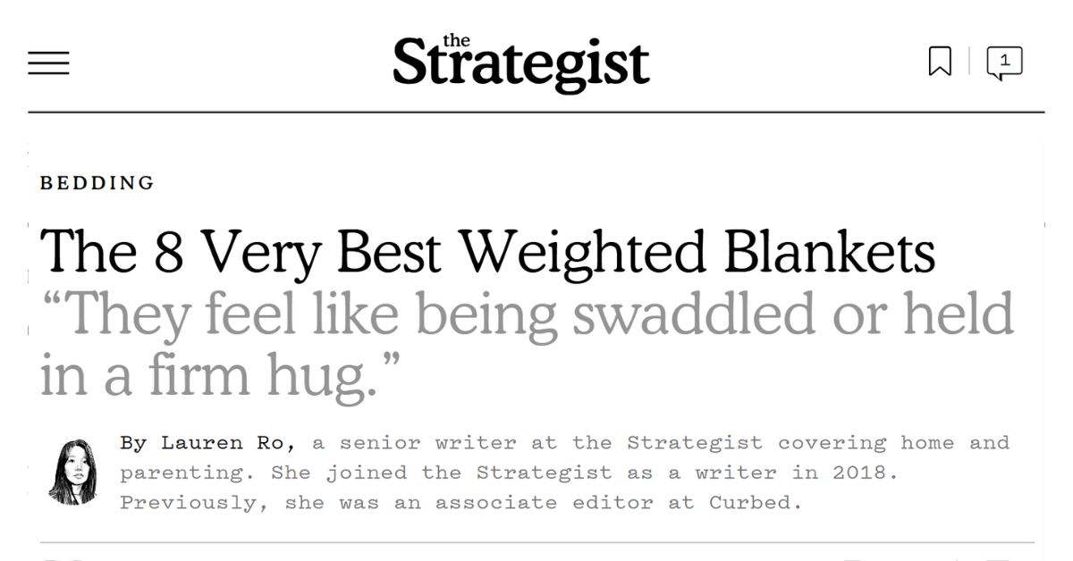 NY Magazine The Strategist The 8 Very Best Weighted Blankets 