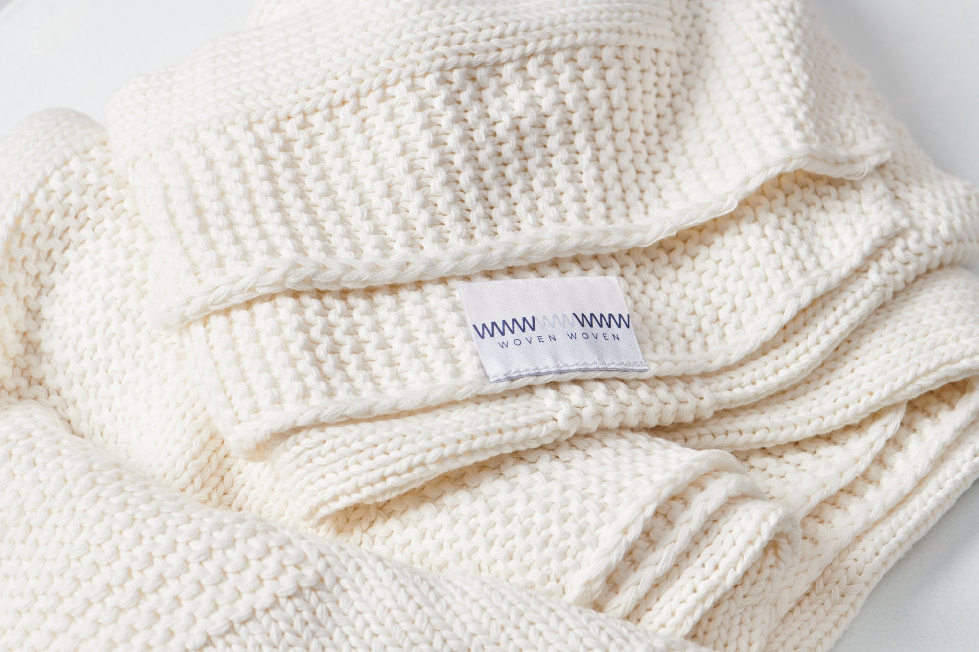 🍼 Cotton Chunky Knit Baby Blanket White