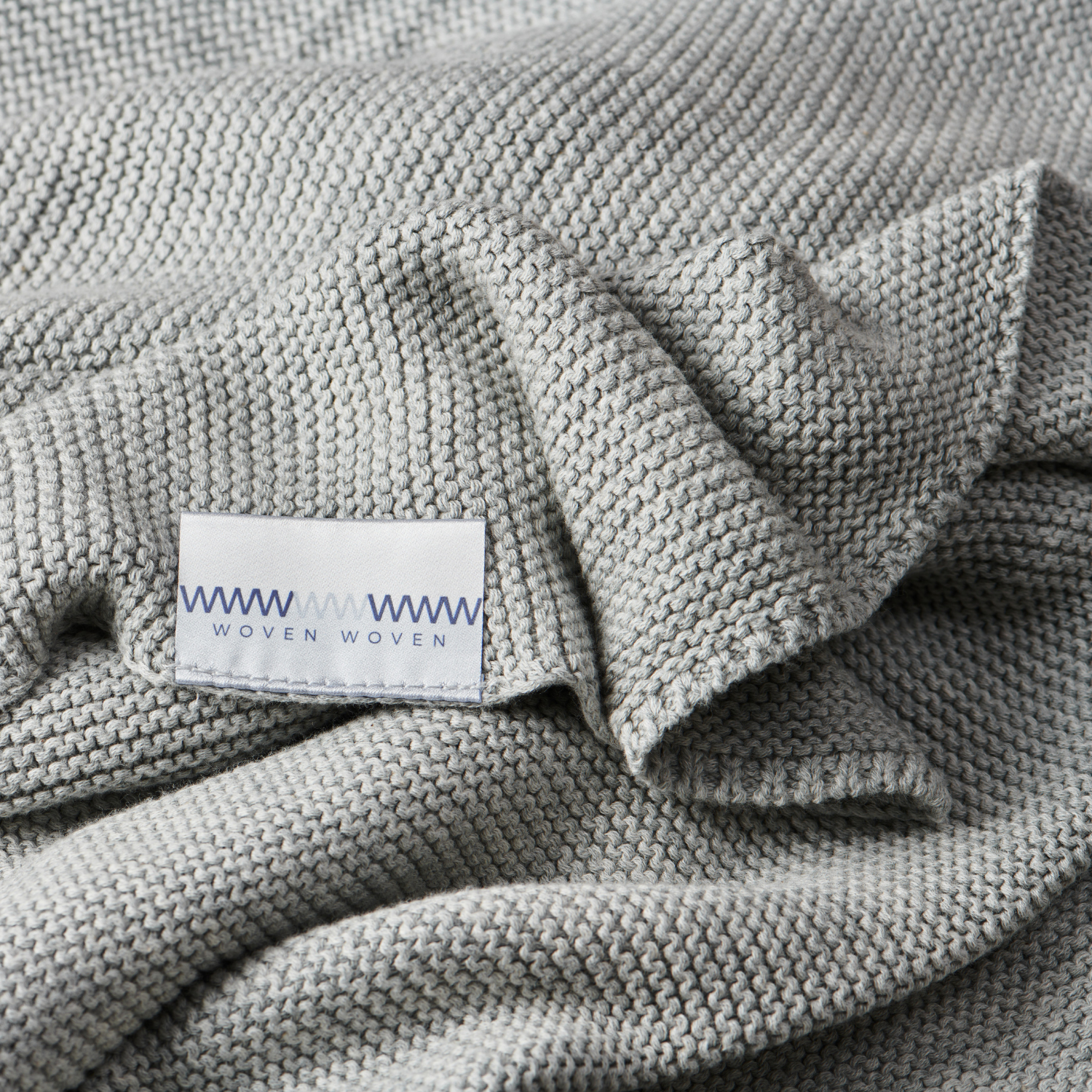 🌫️ Cotton Classic Knitted Baby Blanket Grey
