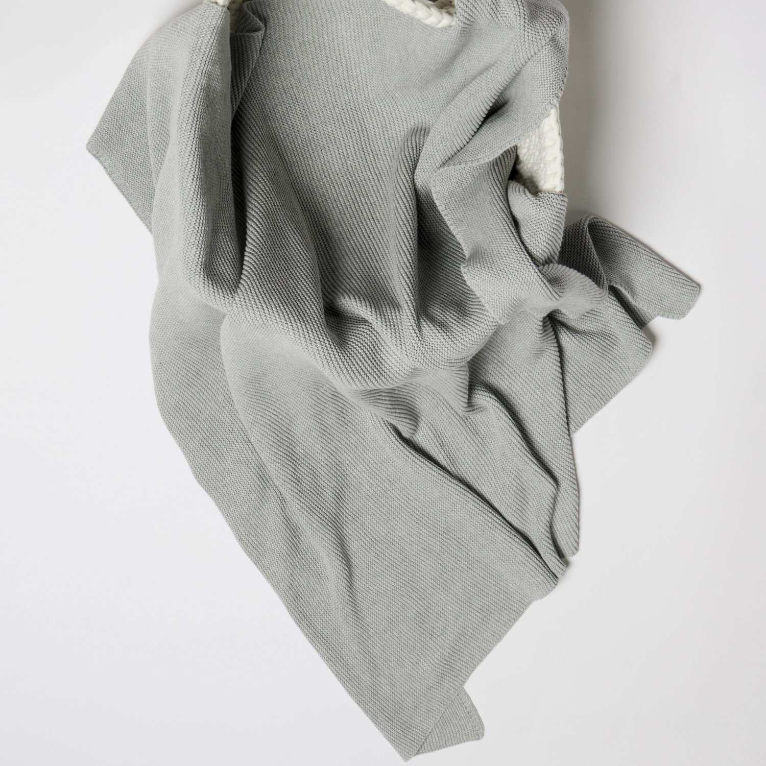 🌫️ Cotton Classic Knitted Baby Blanket Grey