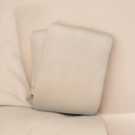 Close up of GOTS certified organic cotton weave and bead-free weighted blanket.