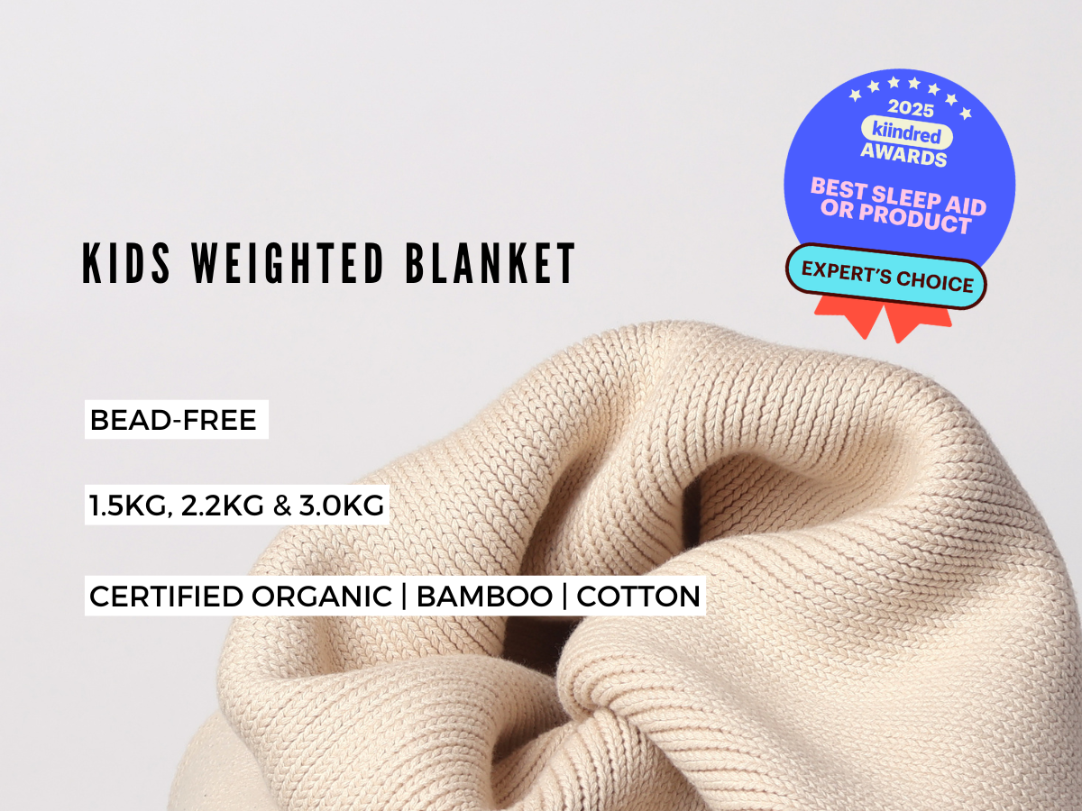 Kids weighted blanket award winning Beige Certified Organic
